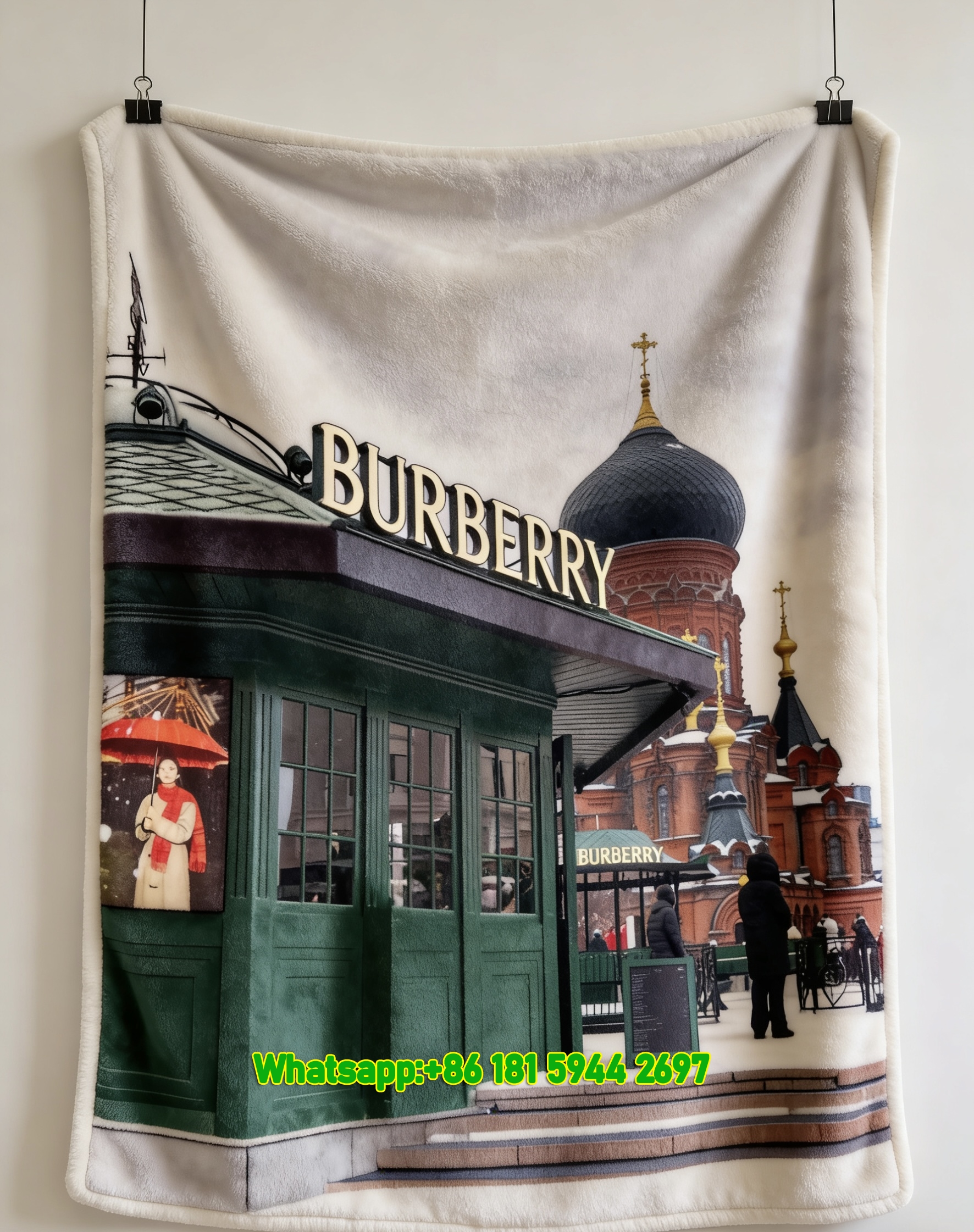 Burberry Harbin Church Pop-up Store Print Flannel Sofa Throw Blanket B243